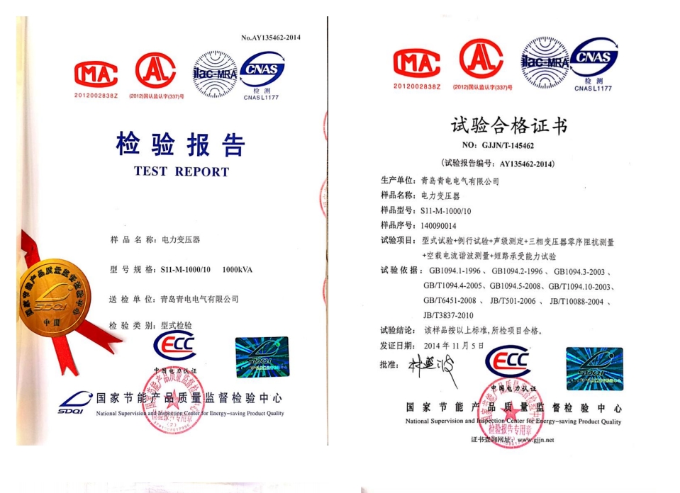 电力变压器 检验报告